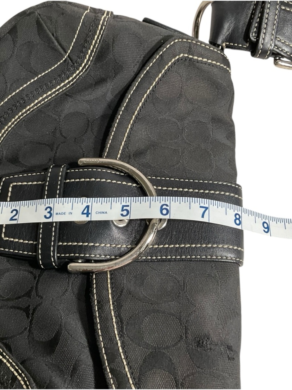 Coach Black Signature Canvas Buckle Hobo Shoulder Bag - Picture 15 of 16